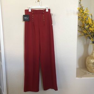 High rise/waisted wide leg red pants, size S
